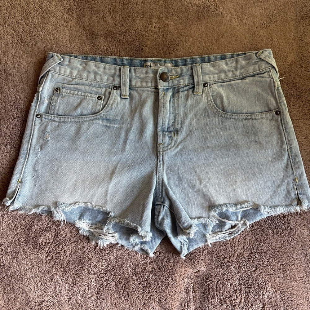 Free People Light Wash Denim Jean Shorts